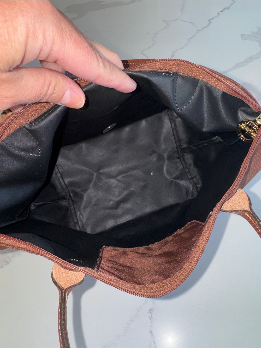 Vintage Longchamp Le Pliage Small bag Mocha brown Made in France as seen on Kate - Picture 9 of 14
